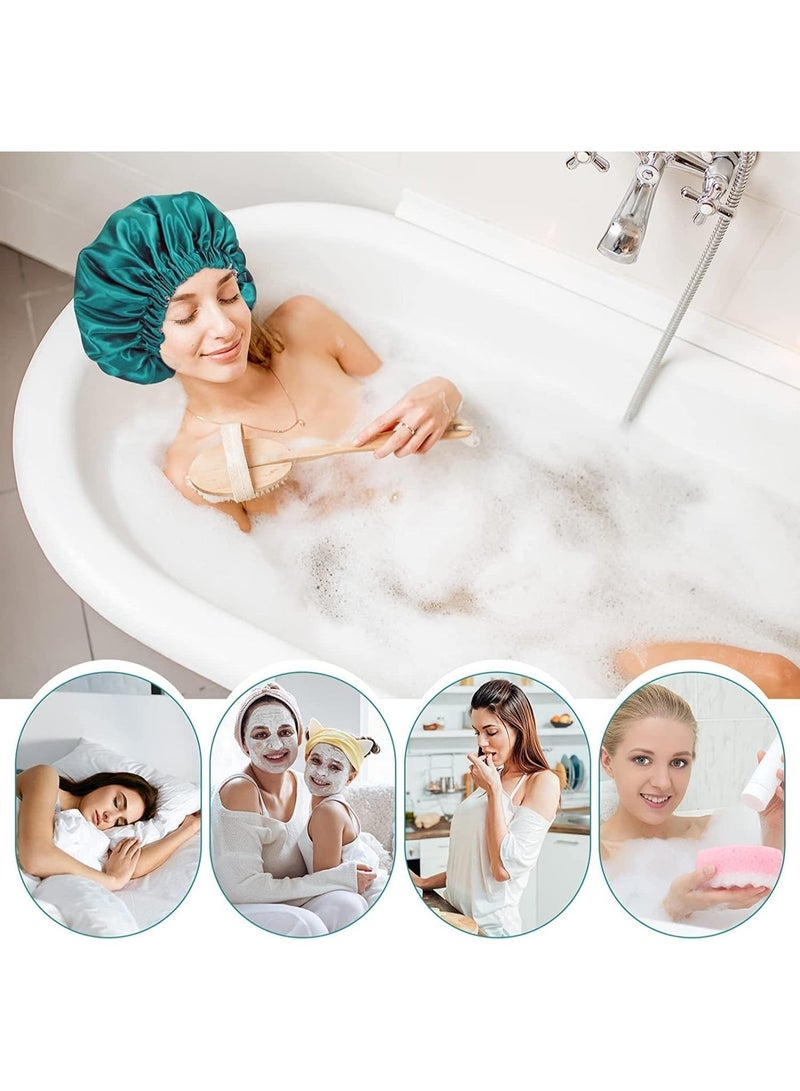 ChicAbode كاب النوم مزدوج الجانب الساتين - كاب قابل للتعديل مع الفرقة المرنة ، كاب الشعر الماء مزدوج الطبقة الحريرية للنساء البنات ، 2 جهاز كمبيوتر شخصي - Image 3